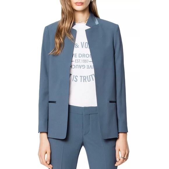 ZADIG & VOLTAIRE Volly Satin Trim Open Blazer Size 38 / Medium - Picture 1 of 8